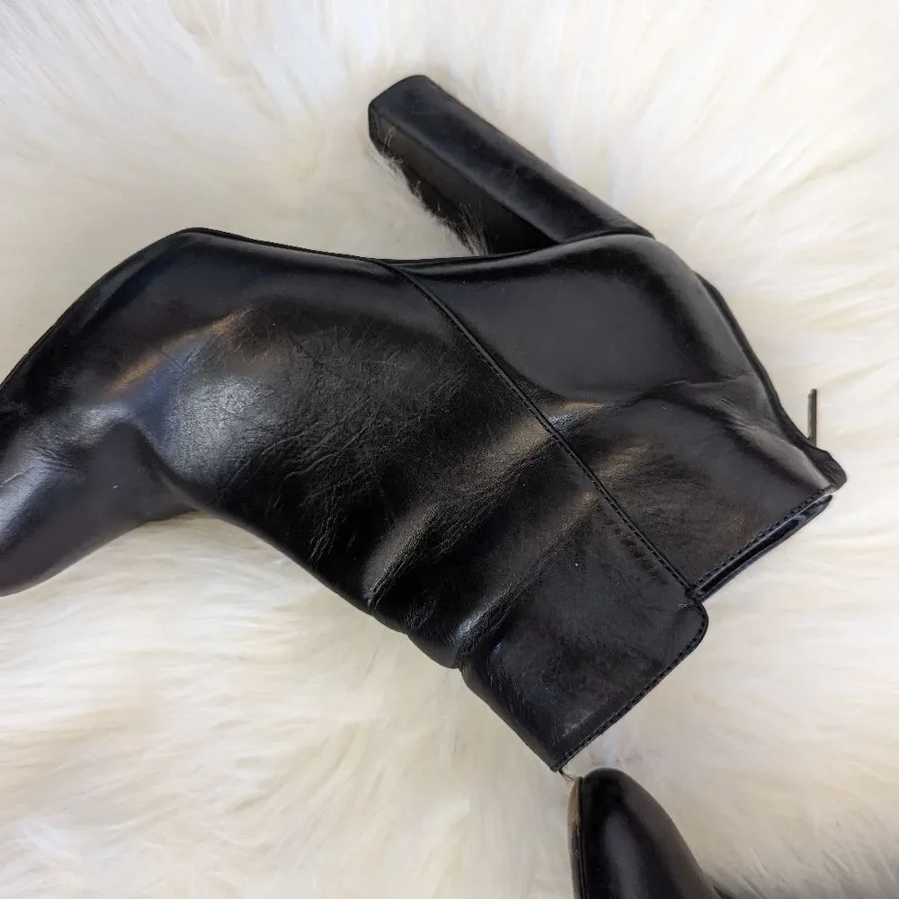 J. Crew Rory Collection Ankle Boots Black Leather Heeled Booties 7.5
